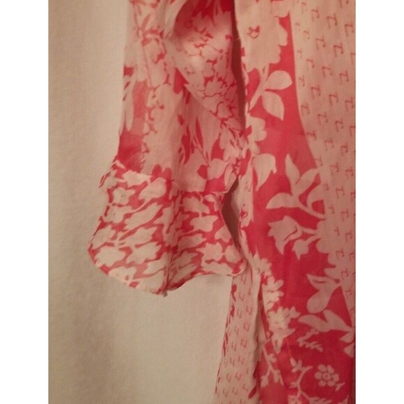 Susan Graver Floral Vibrant Tunic Sheer Cover-up Ruffle Sleeve Boutique Size 1X - Picture 6 of 6